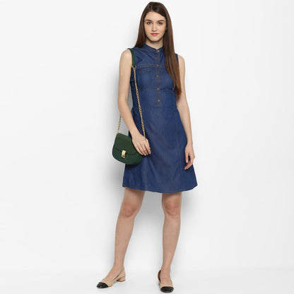 Women's Denim Corset Style smocked back Waist Dress