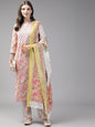 Women's Pink & Offwhite Printed Kurta Set