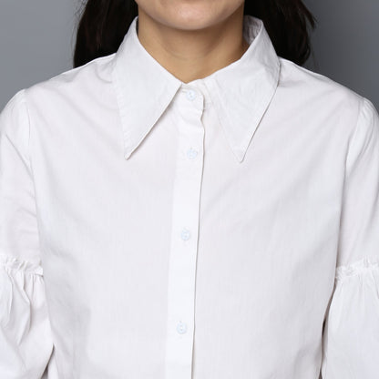 women's White Cotton Bell Sleeve Top
