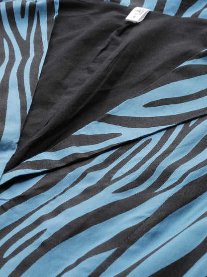Women's  Blue & Black Animal Printed A-Line Dress with Jacket