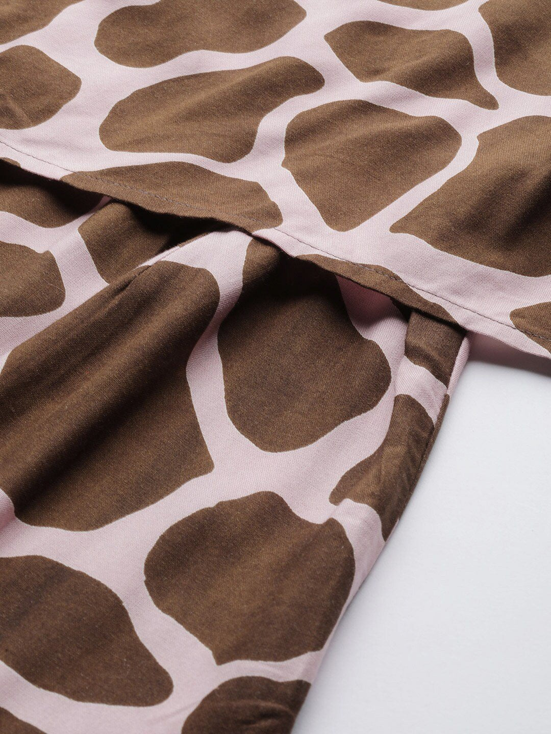 Women's  Pink & Brown Printed A-Line Dress