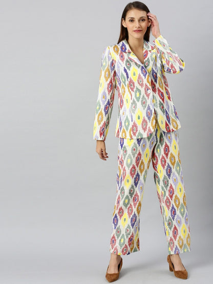 Women's Printed Coat with Trousers