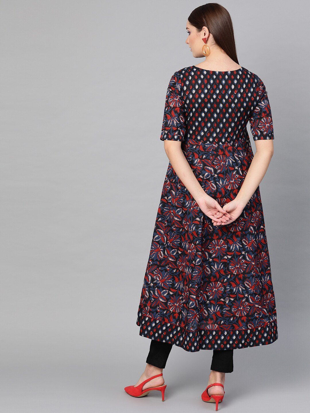 Women's  Multicoloured Printed Anarkali Kurta