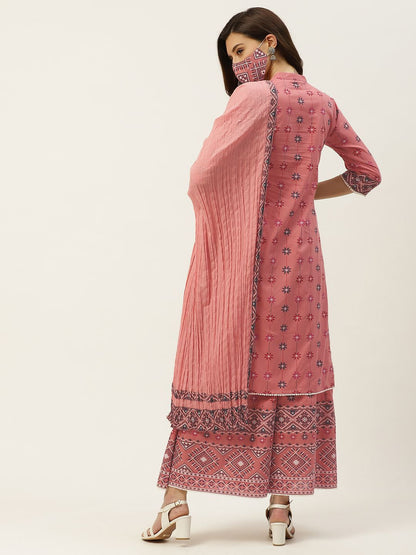 Women's Printed Straight Kurta Palazzo Dupatta Set