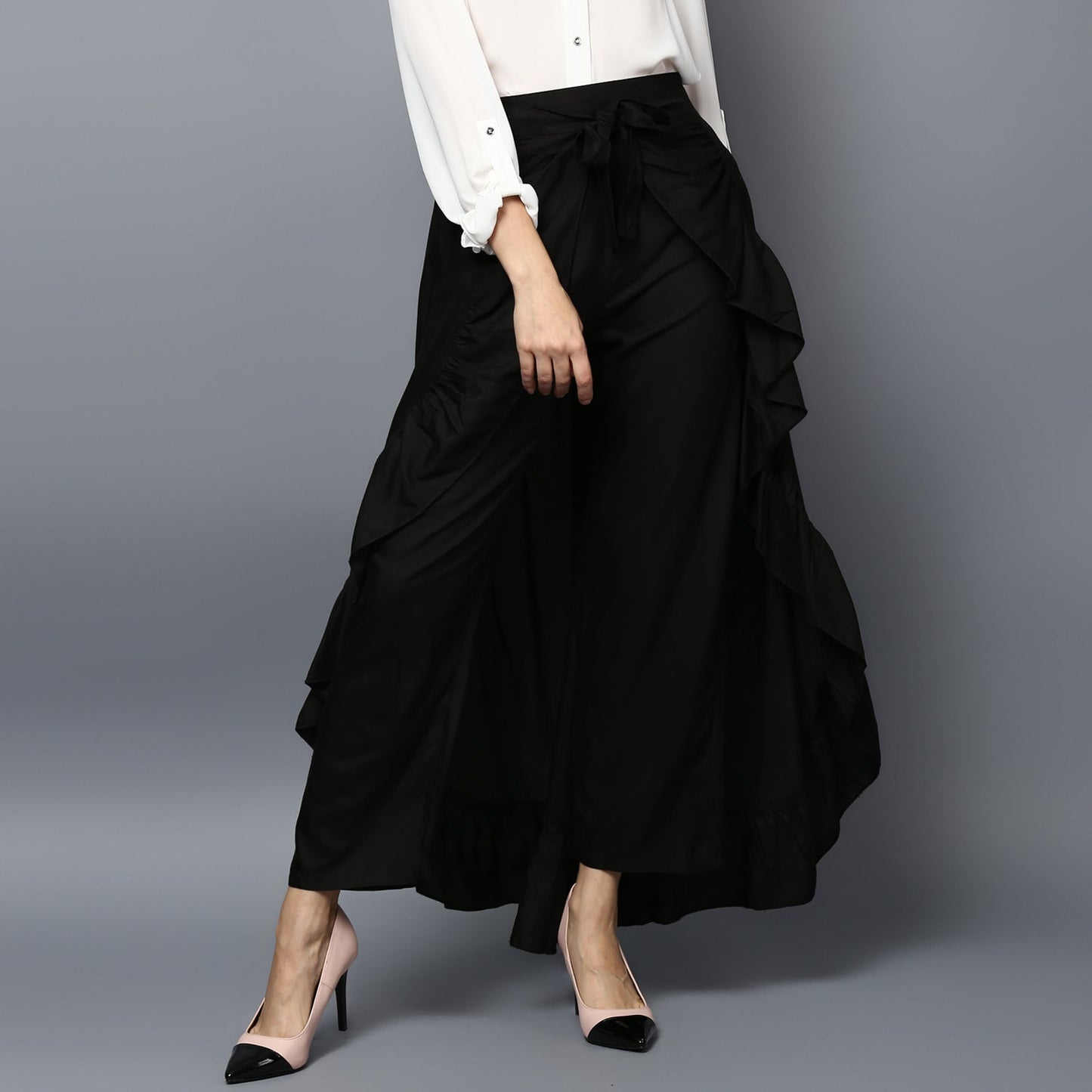 Women's Rayon Black Skirt Pants