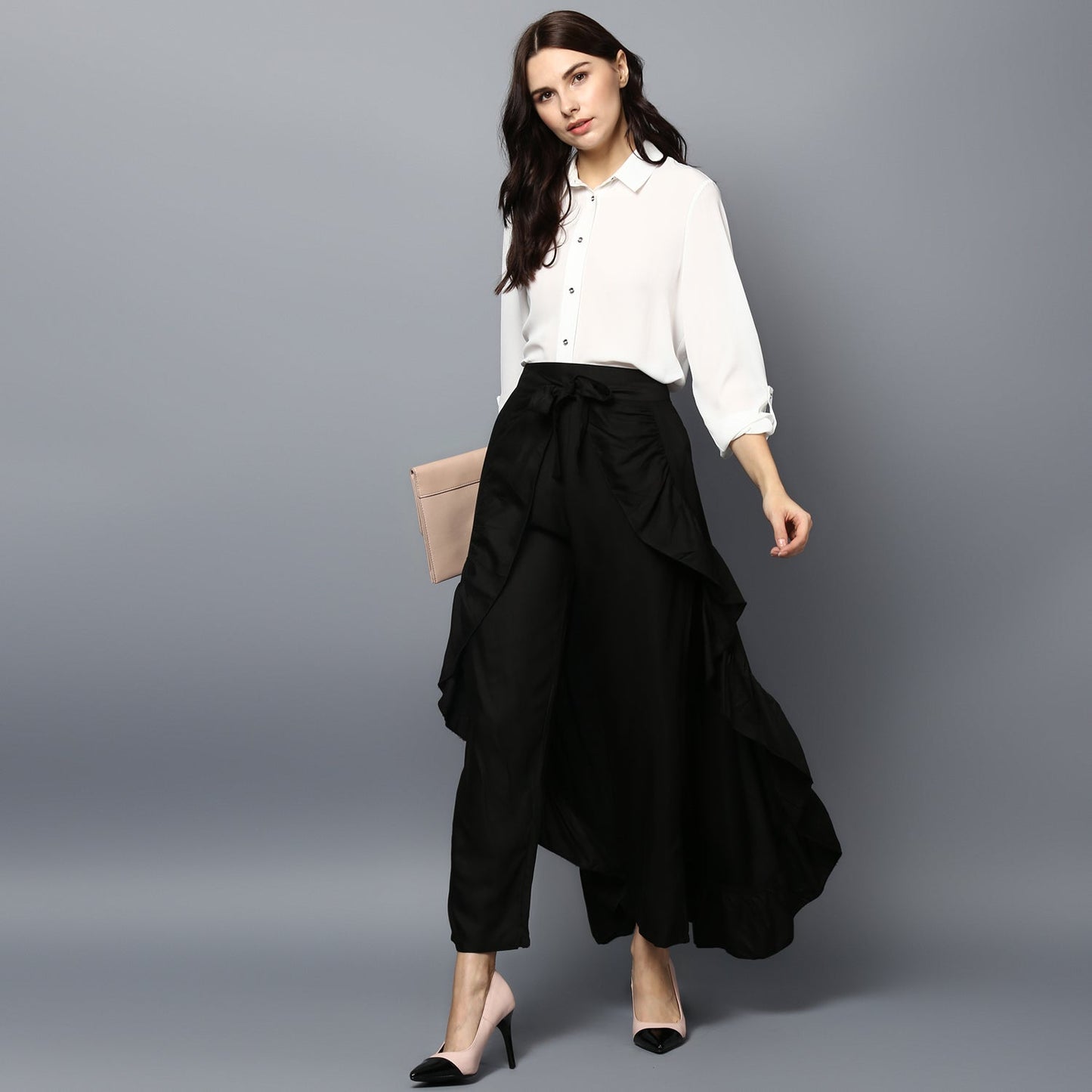 Women's Rayon Black Skirt Pants