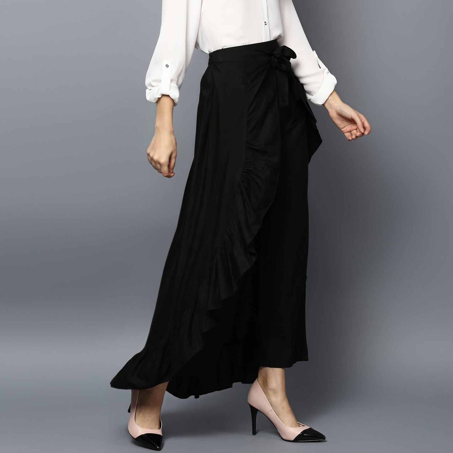 Women's Rayon Black Skirt Pants