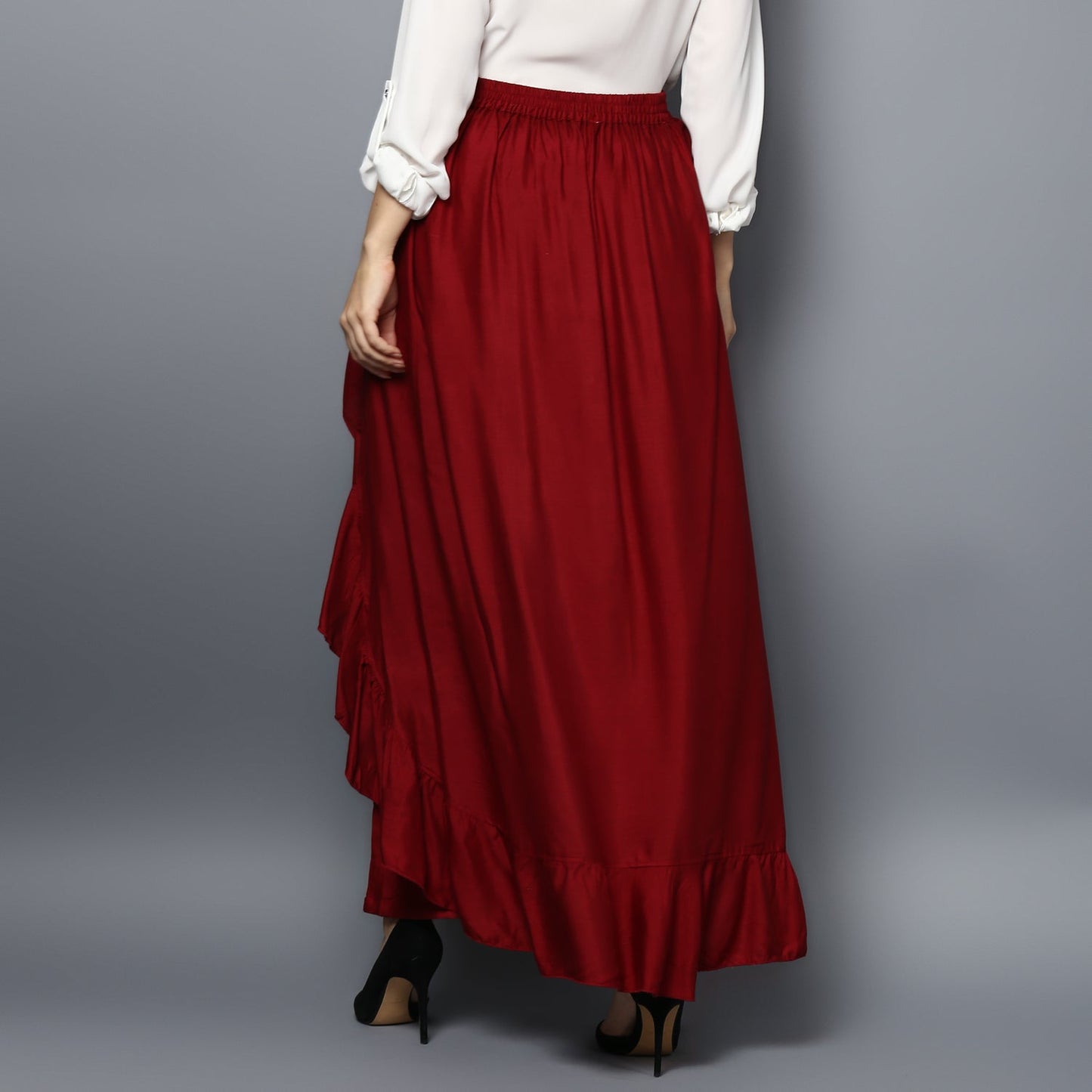 Women's Rayon Maroon Skirt Pants