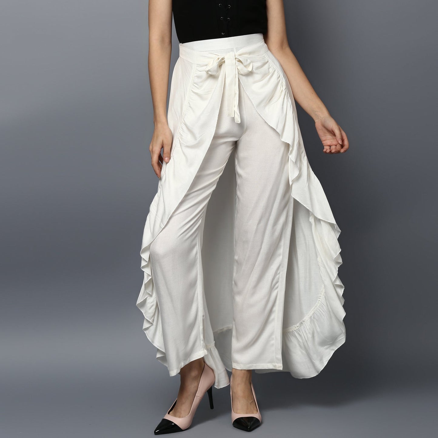 Women's Rayon White Skirt Pants