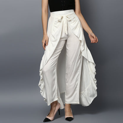 Women's Rayon White Skirt Pants