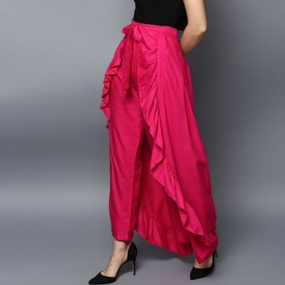Women's Rayon Fuchsia Skirt Pants