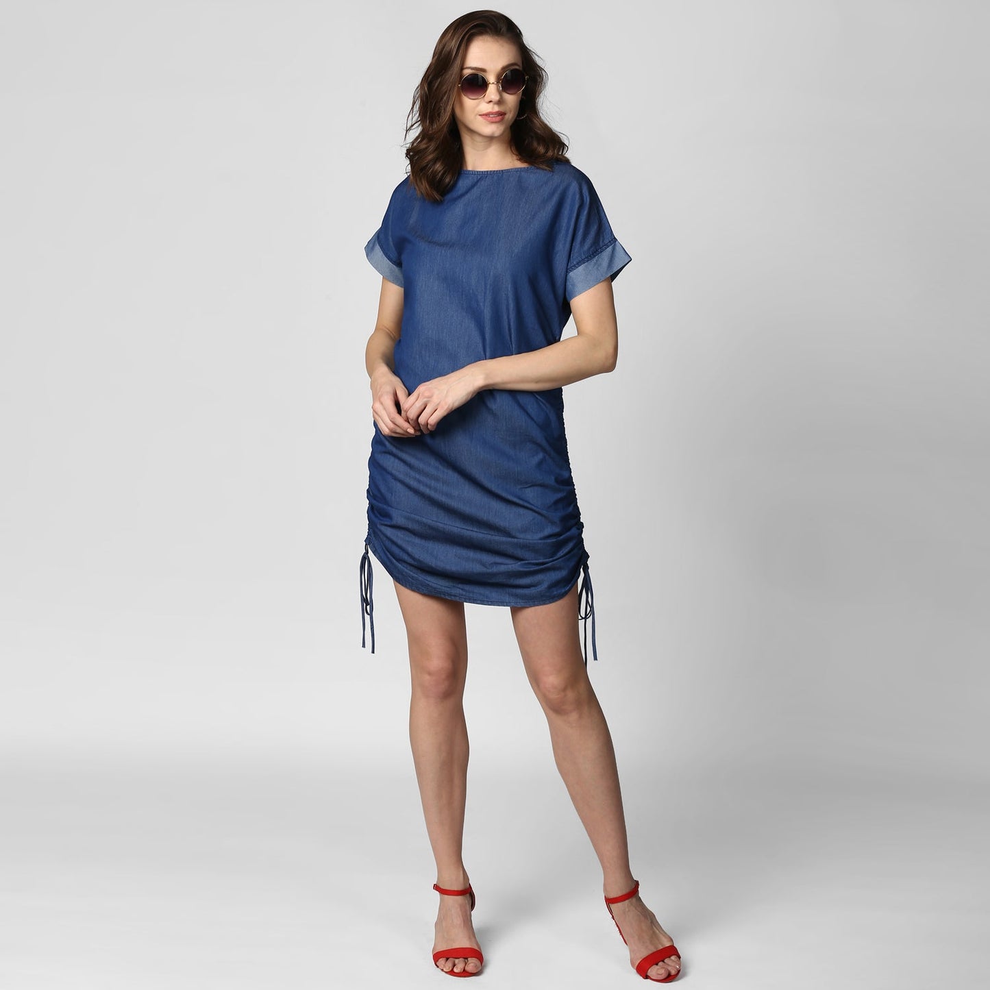 Women's Blue Denim String Adjustor Dress