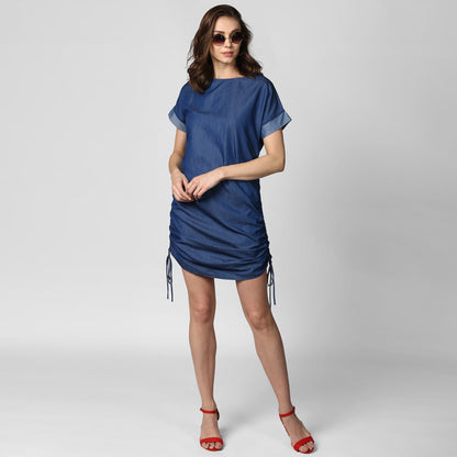 Women's Blue Denim String Adjustor Dress