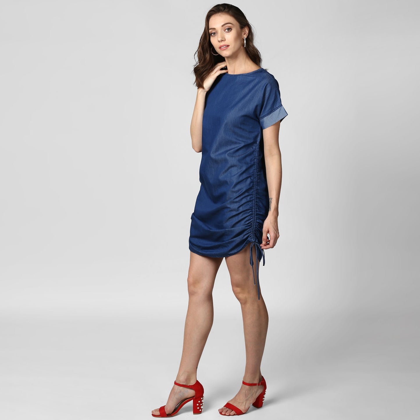 Women's Blue Denim String Adjustor Dress