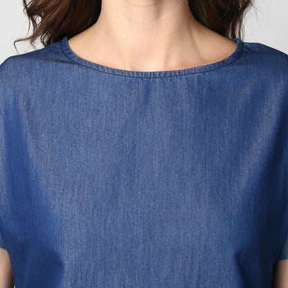 Women's Blue Denim String Adjustor Dress
