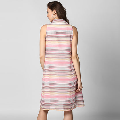Women's Pink Stripe Shirt Dress