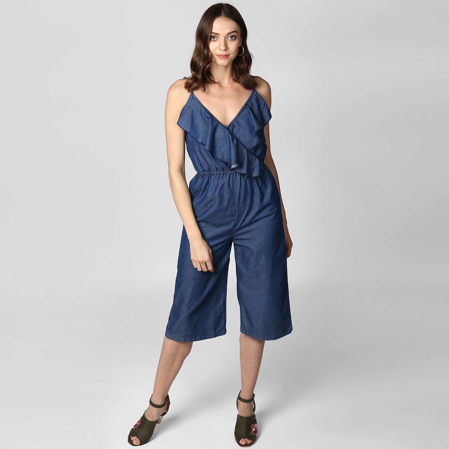 Women's Denim 3/4th Length Jumpsuit
