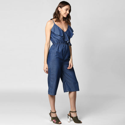 Women's Denim 3/4th Length Jumpsuit