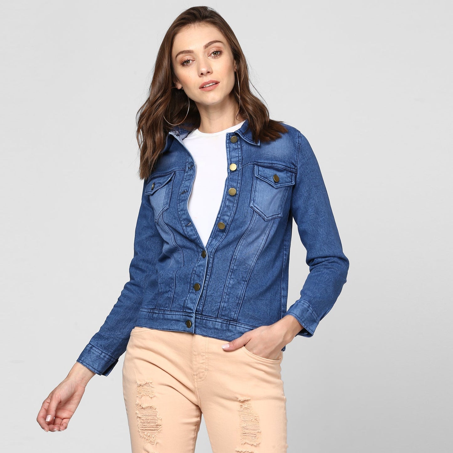 Women's Blue Denim Washed Jacket