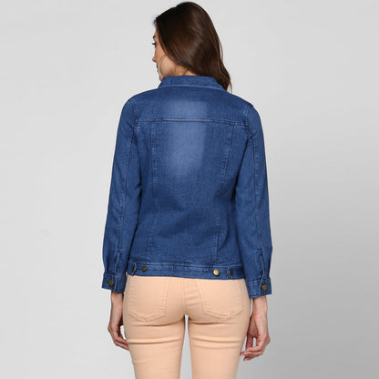Women's Blue Denim Washed Jacket