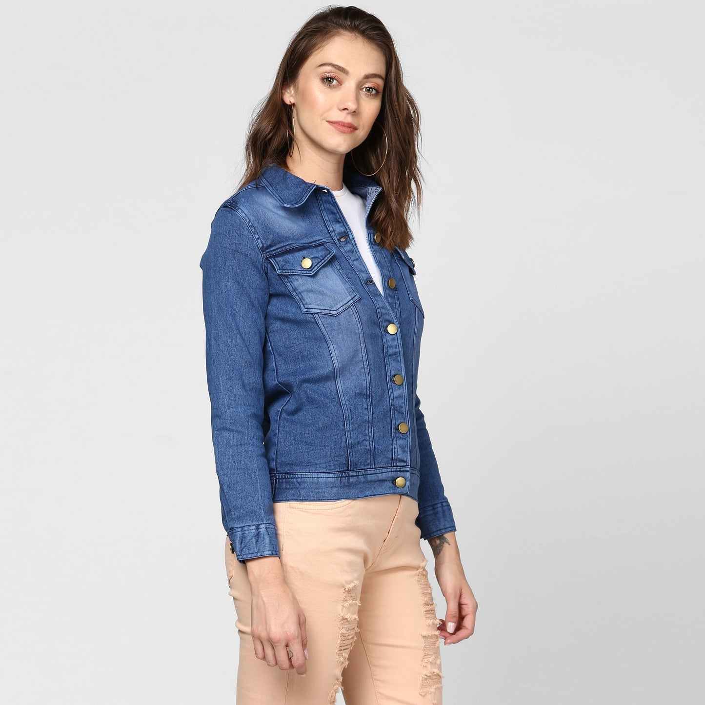 Women's Blue Denim Washed Jacket