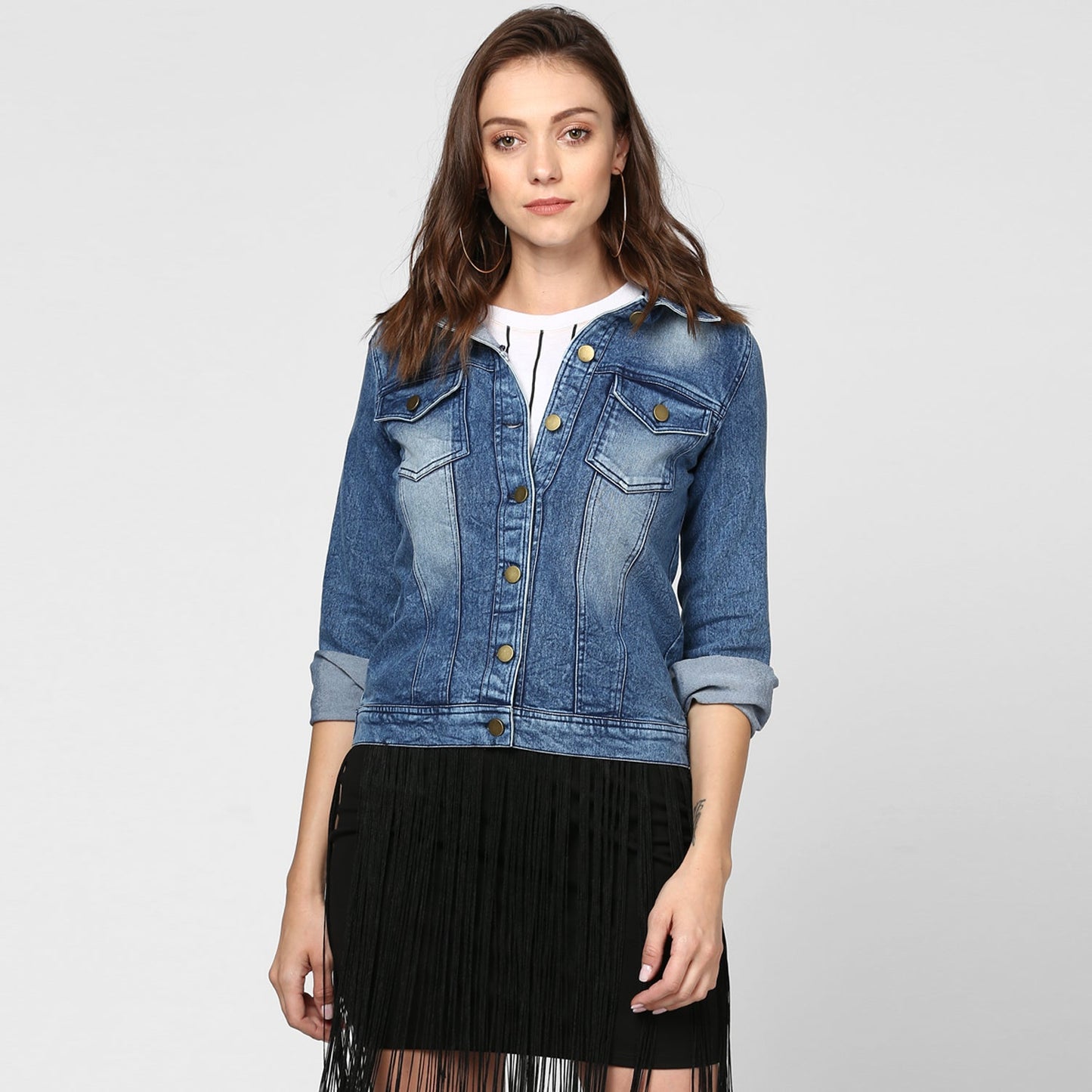 Women's Blue Washed Denim Jacket