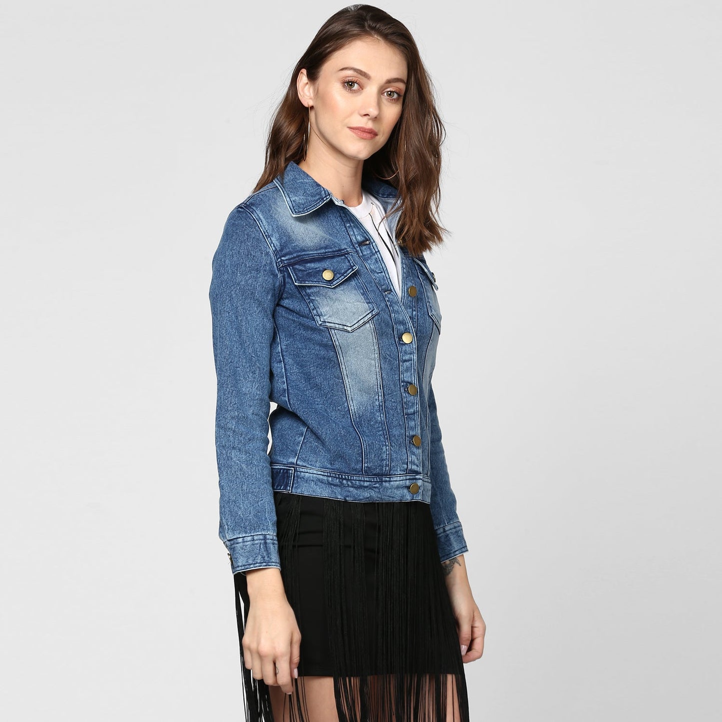 Women's Blue Washed Denim Jacket