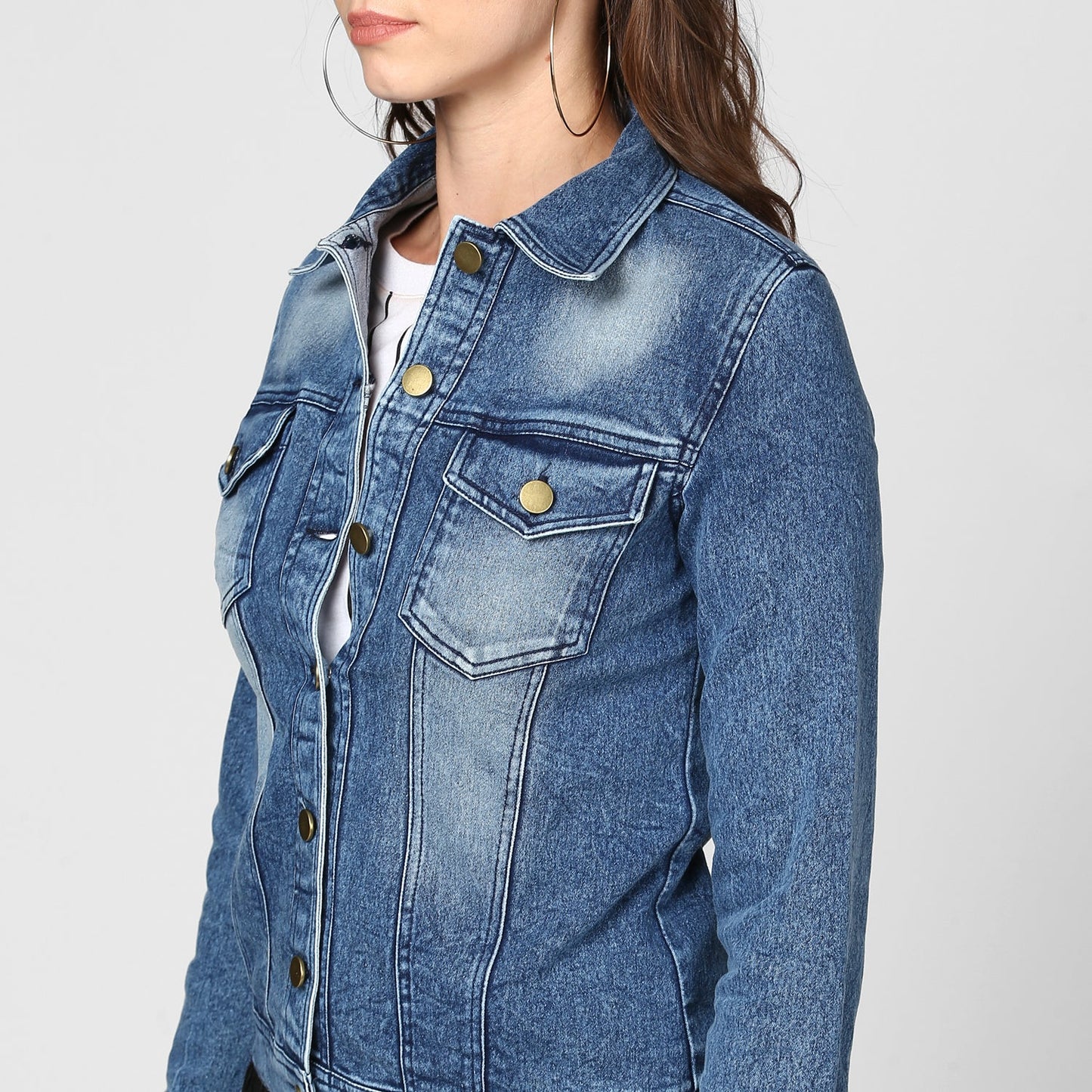 Women's Blue Washed Denim Jacket