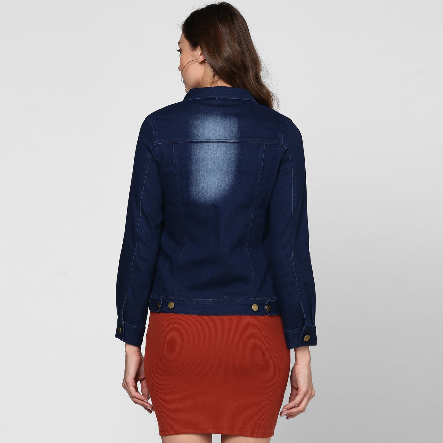 Women's Navy Blue Washed Denim Jacket