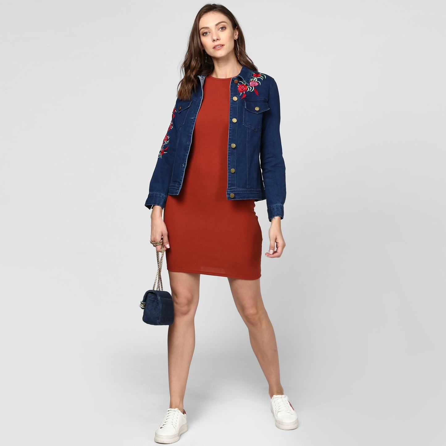 Women's Embroidered Blue Denim Jacket