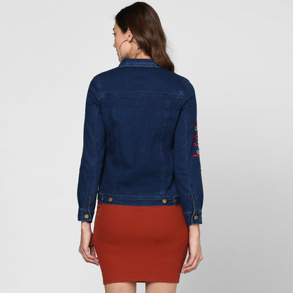 Women's Embroidered Blue Denim Jacket