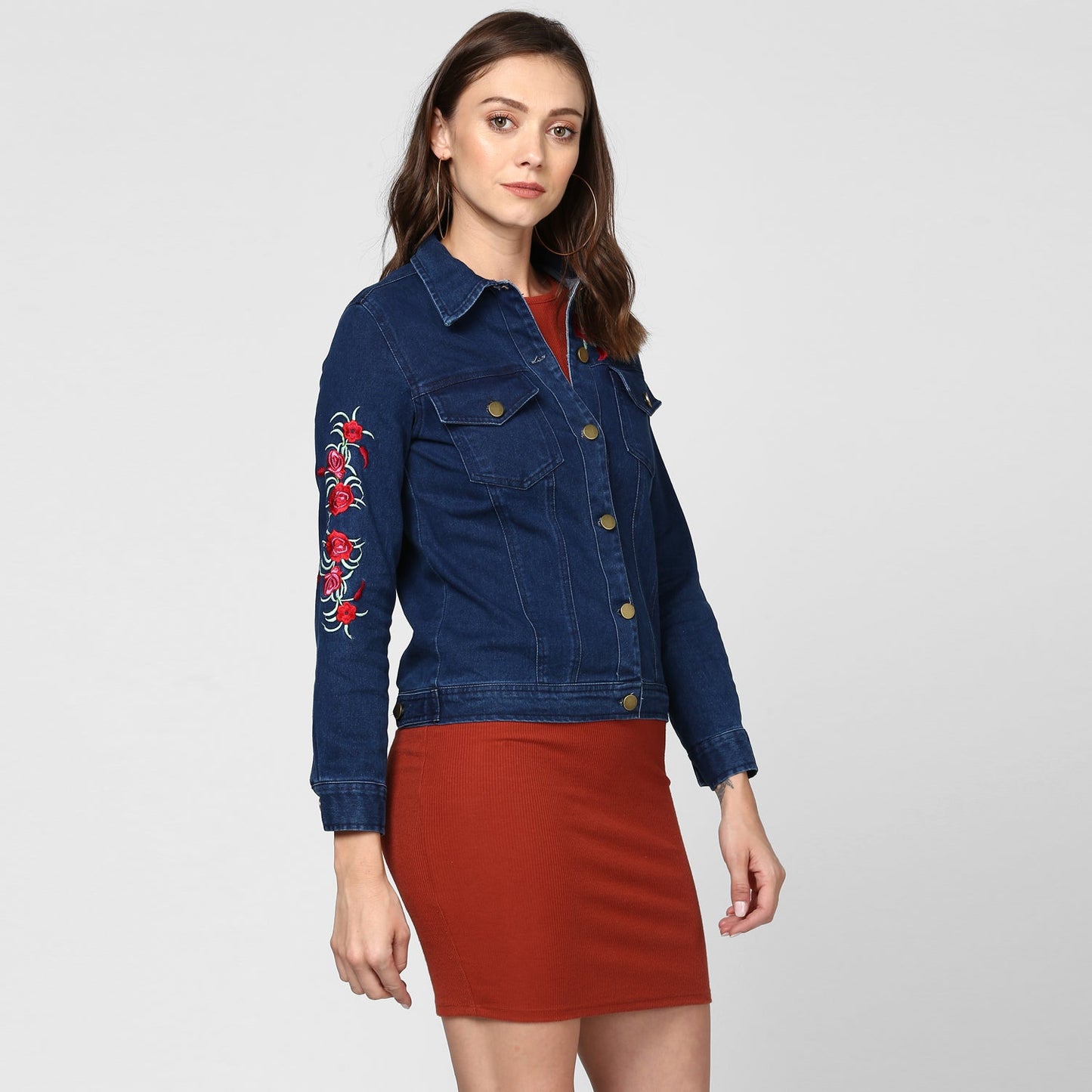 Women's Embroidered Blue Denim Jacket