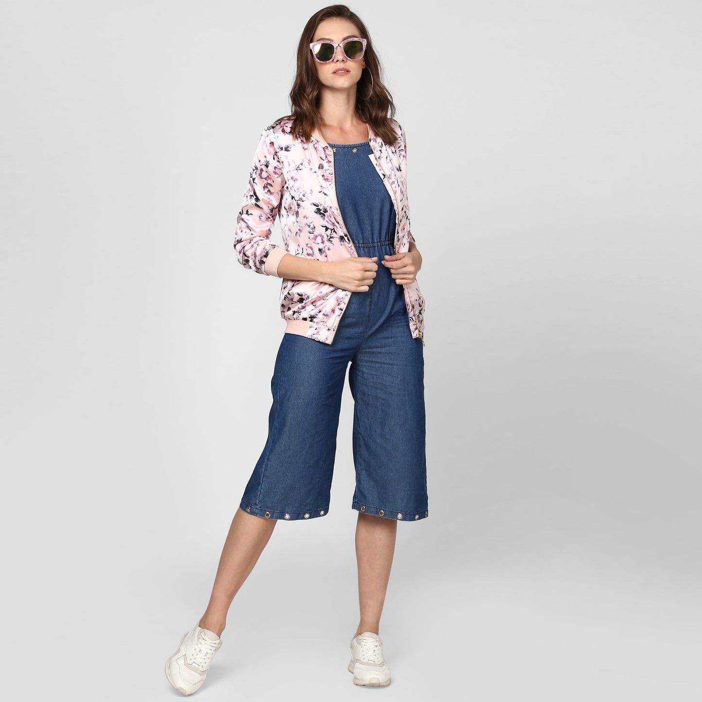 Women's Light Pink Floral Printed Jacket