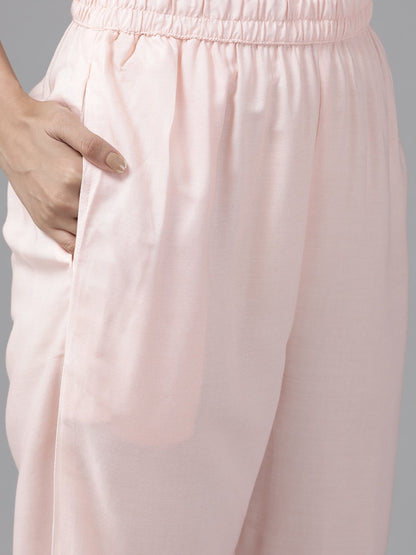 Women's Maroon & Baby Pink Kurta Set