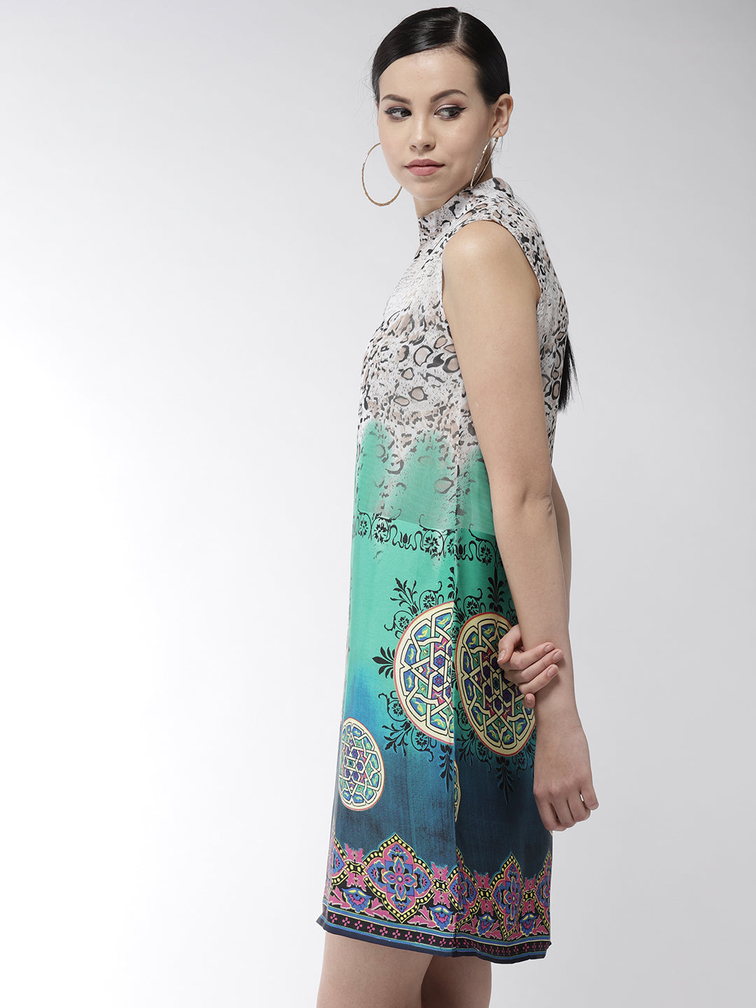 Women's Polyester Satin Mix Fabric Animal Print dress