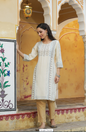 Women's Off-White Rayon Printed Straight Kurta