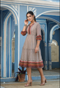 Women's Ivory Georgette Printed Tiered Dress