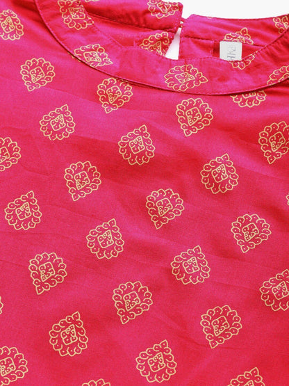 Women's Pink & Golden Printed Tunic