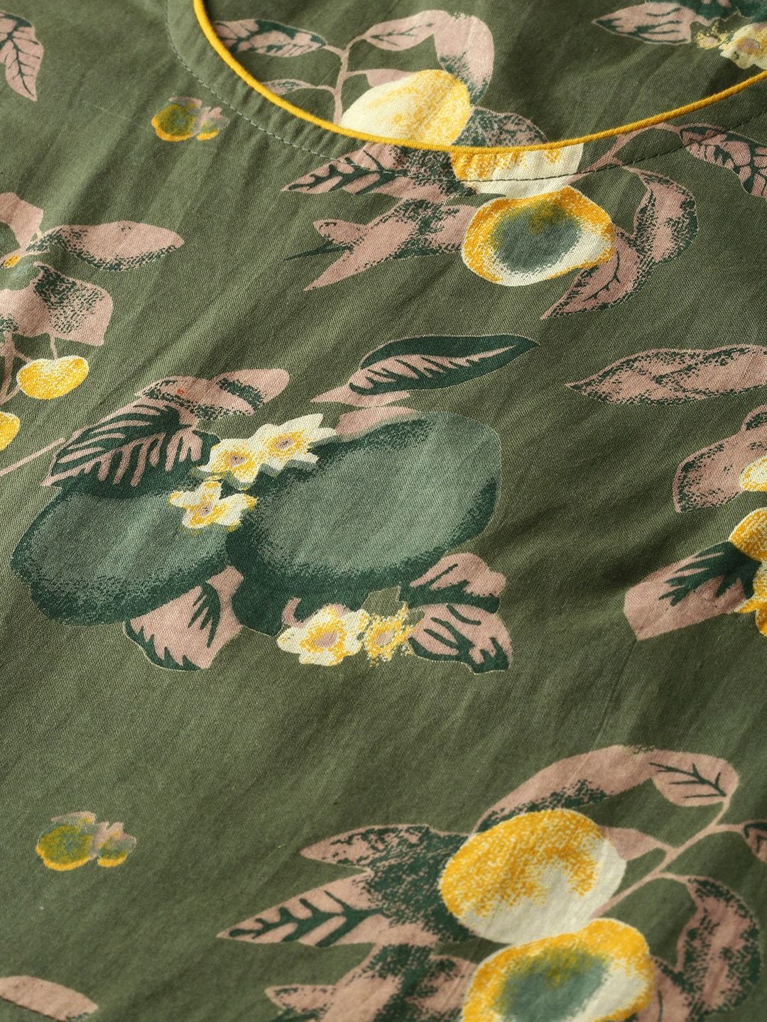 Women's  Green & Yellow Floral Printed Maxi Dress