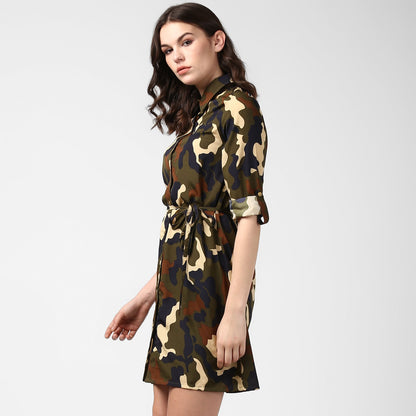 Women's Camouflage Print Shirt Dress