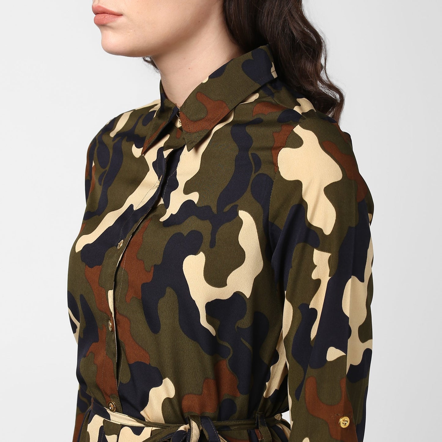 Women's Camouflage Print Shirt Dress