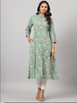 Women's Green  Printed A-Line Kurta