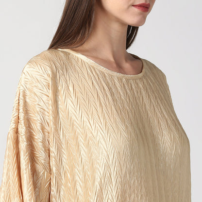 Women's Satin Gold V Pleat Detail Top