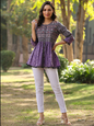 Women's Lavender  Printed Flared Tunic