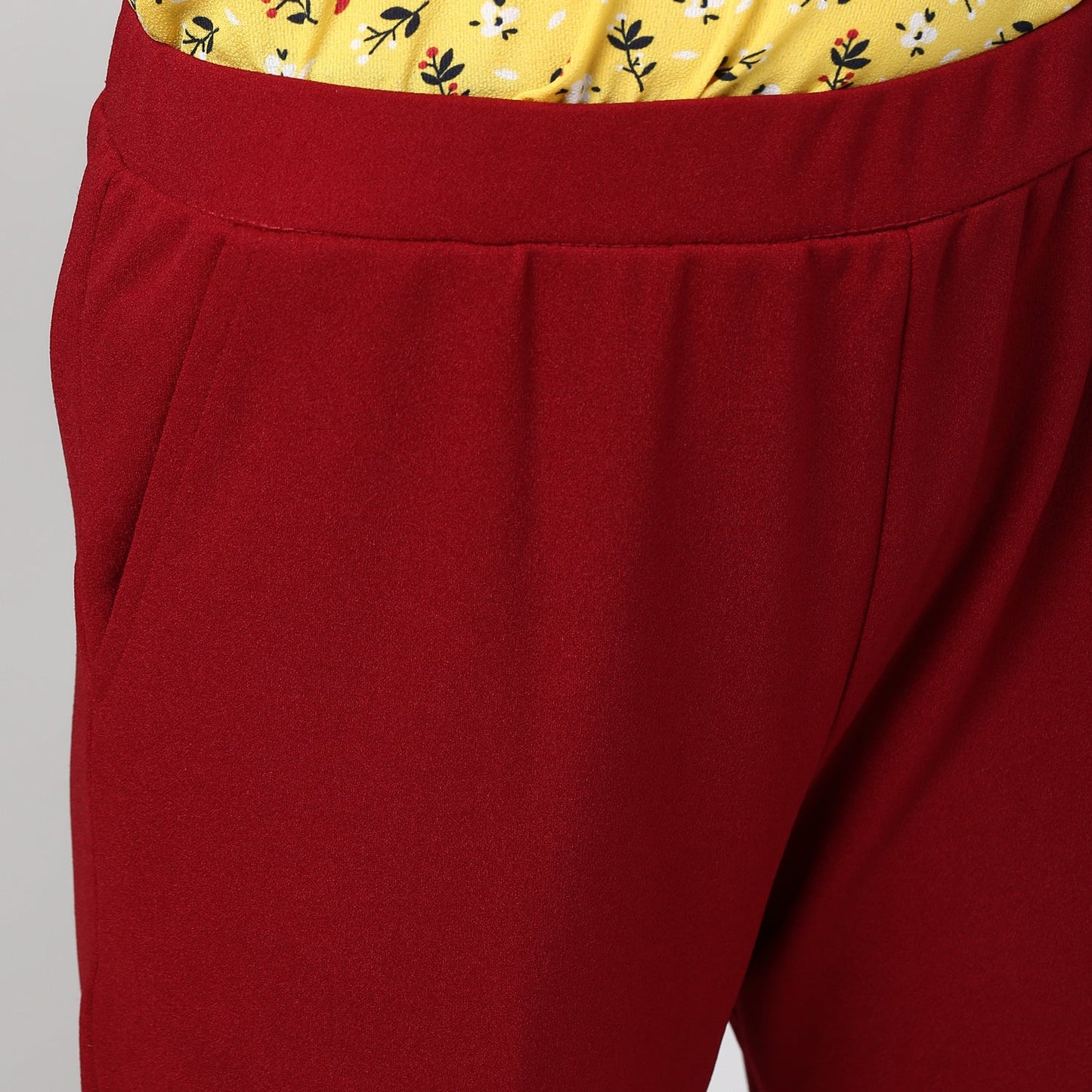 Women's Maroon elasticated waistband and hemline stylised Pants