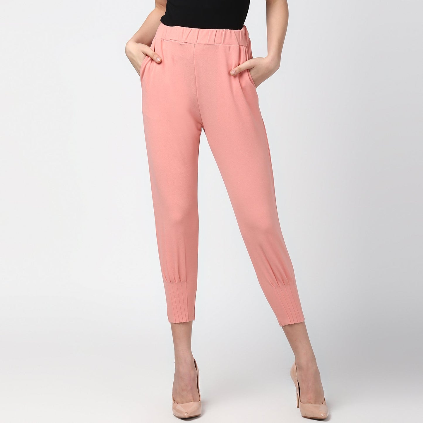 Women's Pink elasticated waistband and hemline stylised Pants