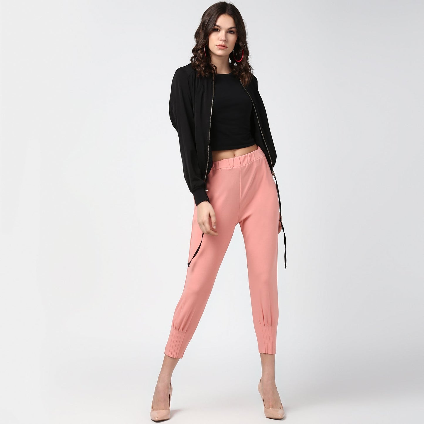 Women's Pink elasticated waistband and hemline stylised Pants