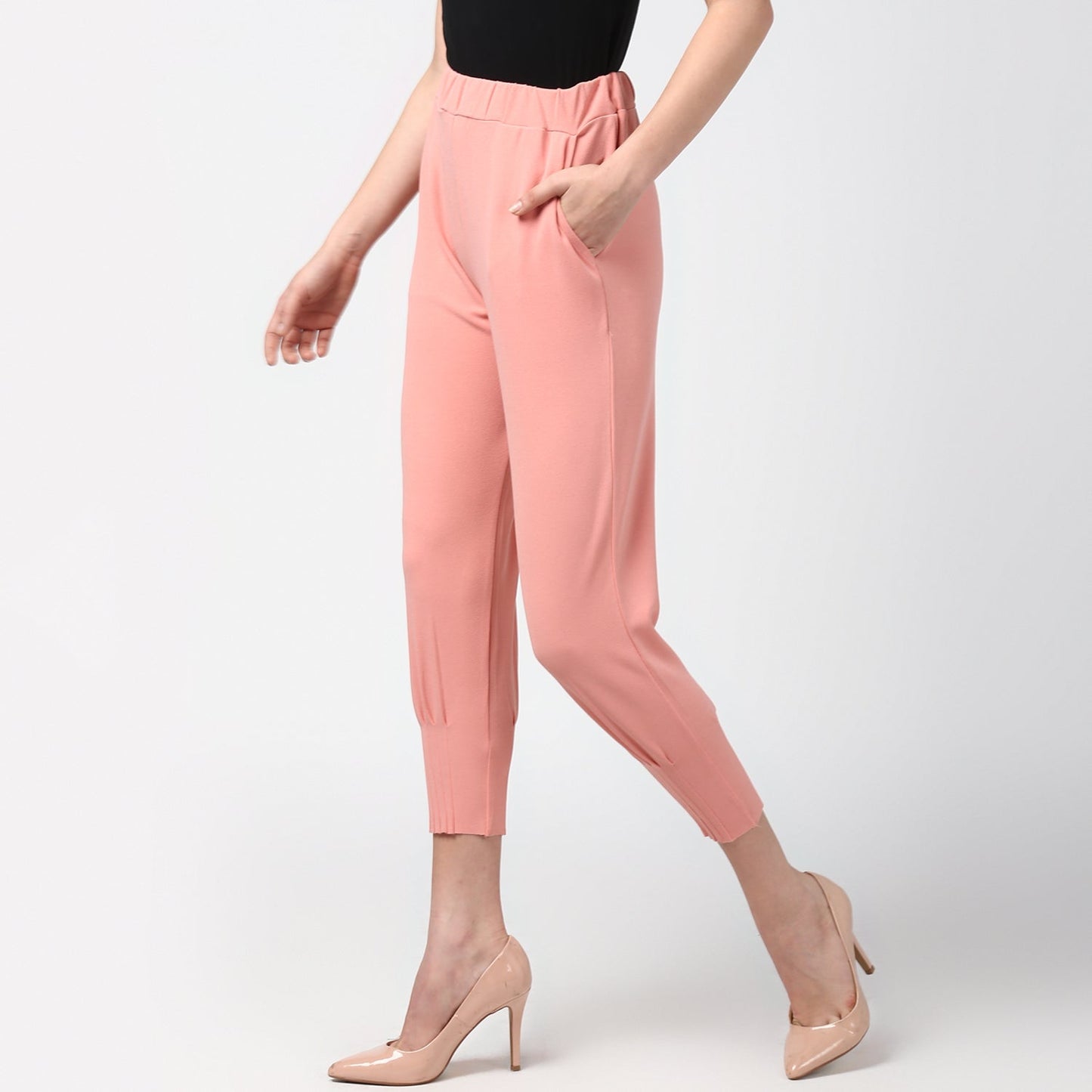 Women's Pink elasticated waistband and hemline stylised Pants