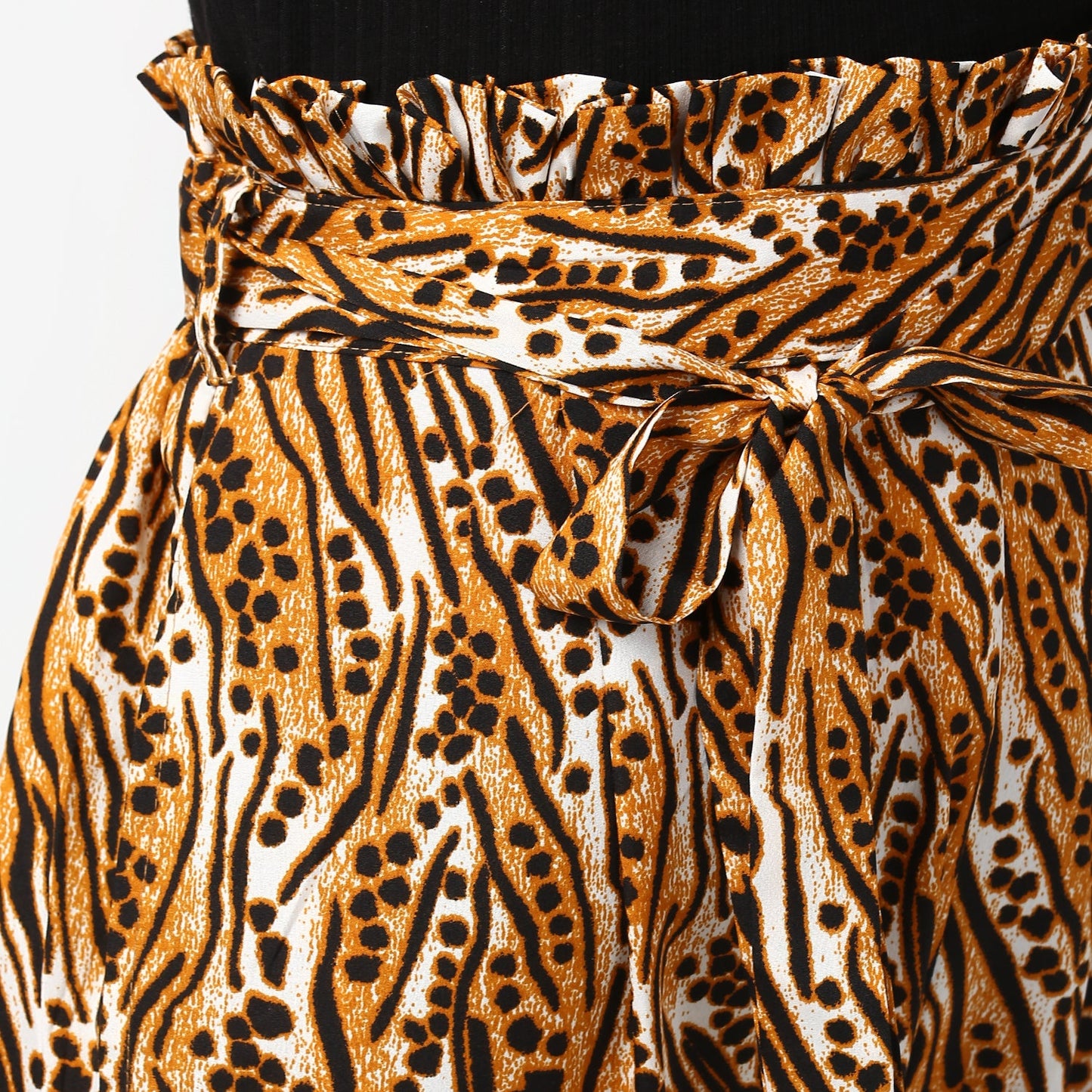 Women's Animal Print Paperbag Elasticated waistline Pants