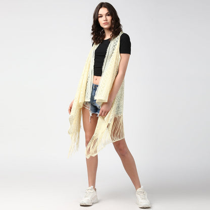 Women's Lemon Long Lace Shrug